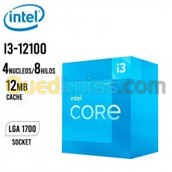 INTEL CORE I3-12100  3.3 GHZ - 4.3 GHZ  Processeur Quad-Core  8-Threads Socket 1700 