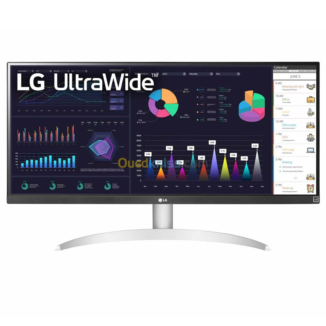 ECRAN LG 29WQ600-W - ULTRAWIDE - 29" FHD - IPS - 5MS - HDR10 - AMD FREESYNC - USB-C - HAUT-PARLEURS