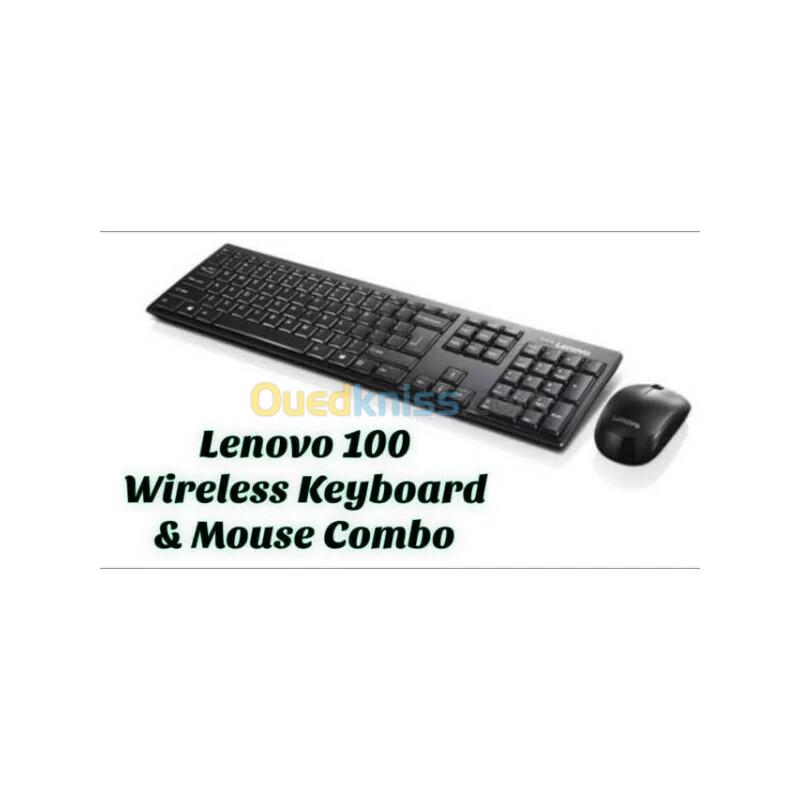 LENOVO 100 COMBO CLAVIER & SOURIS - SANS FIL - 2,4 GHz -1000 DPI - 10 m - USB - AZERTY - NOIR