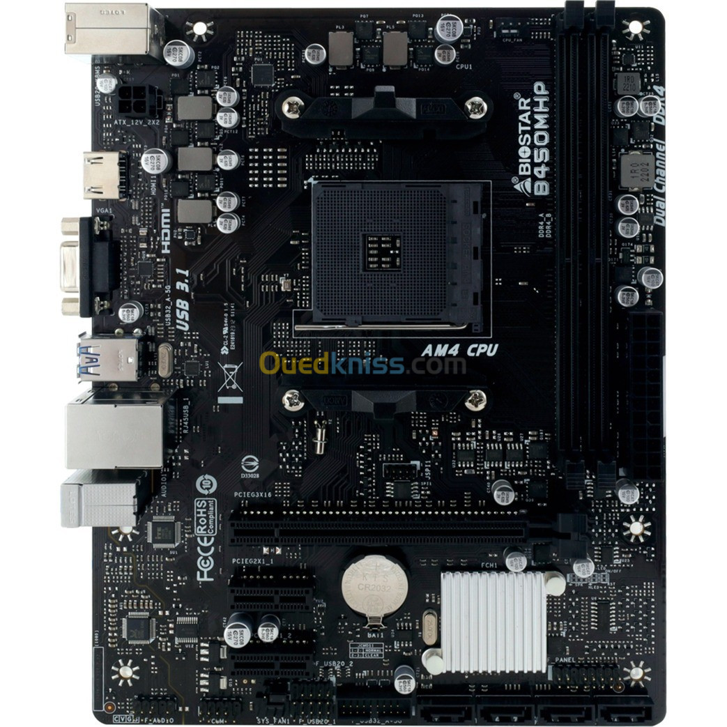 BIOSTAR B450M MOTHERBOARD - AM4 DDR4 3200 OC - AMD B450 - USB 3.2 - MICRO ATX - 2 MÉMOIRE SLOT - 