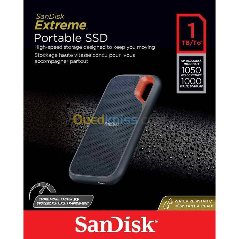 Disque dur SSD externe SanDisk 1TB Extreme Portable SSD 1050 Mo V2 