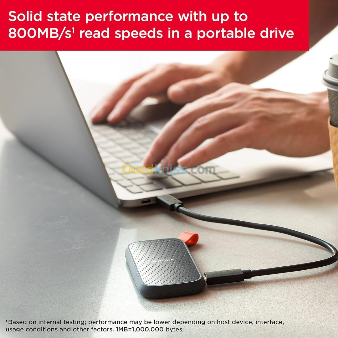 SanDisk 1TB SSD portable - Disque SSD externe - USB-C - USB 3.2 -  Jusqu'à 800 Mo/s 