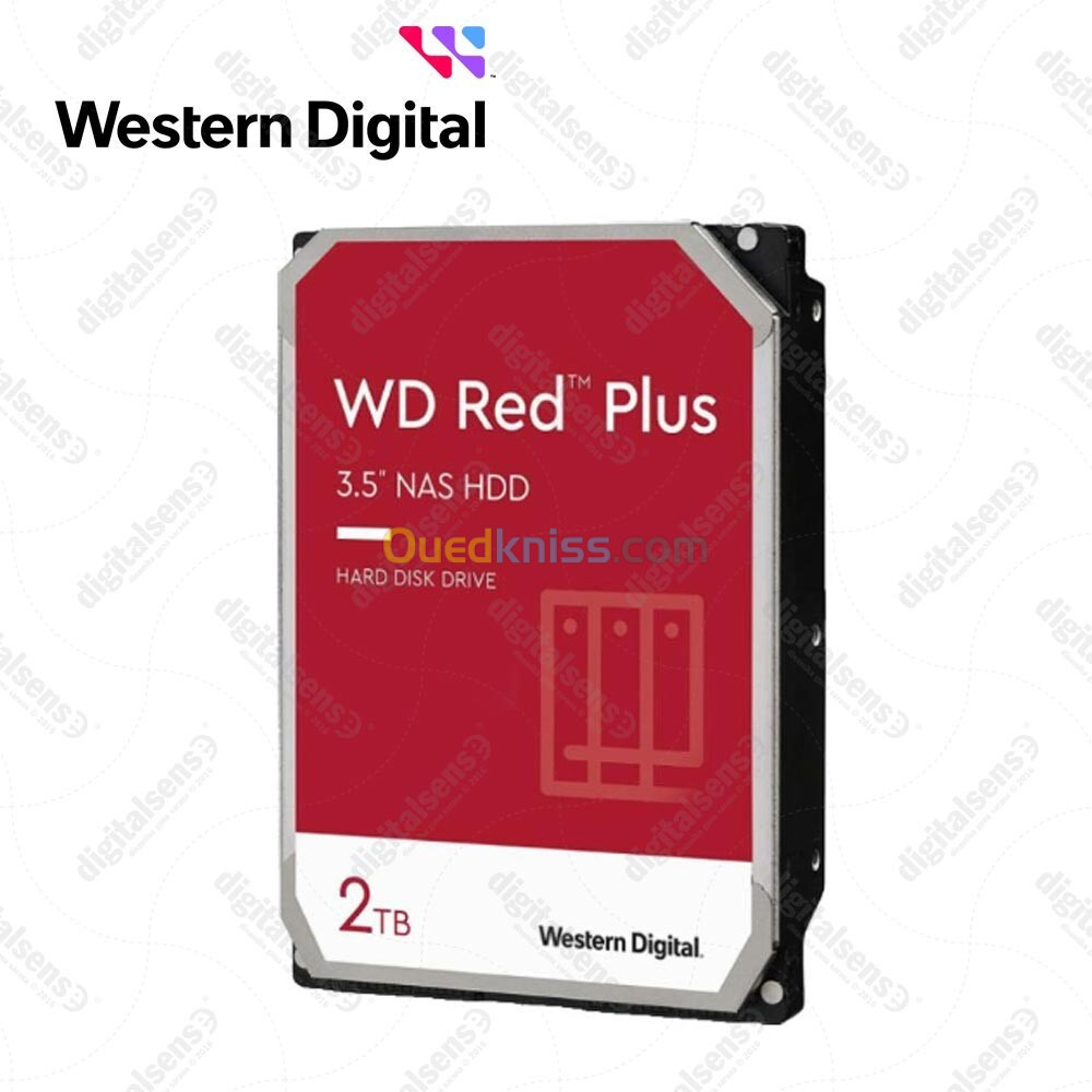 WD RED PLUS NAS WARE 2TB - DISQUE DUR HDD 3.5" - 64 MO SERIAL - SATA 6GB/S 5400 RPM - WD20EFPX - 