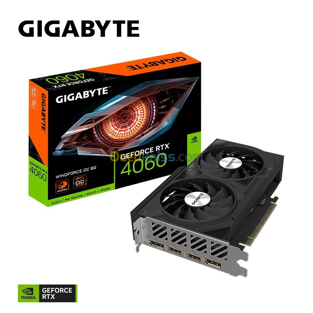 GIGABITE GEFORCE RTX 4060 WINDFORCE OC - 8G GDDR6 - ATX PCI-E 4.0 - 128 BITS - 450W - 2460 MHZ