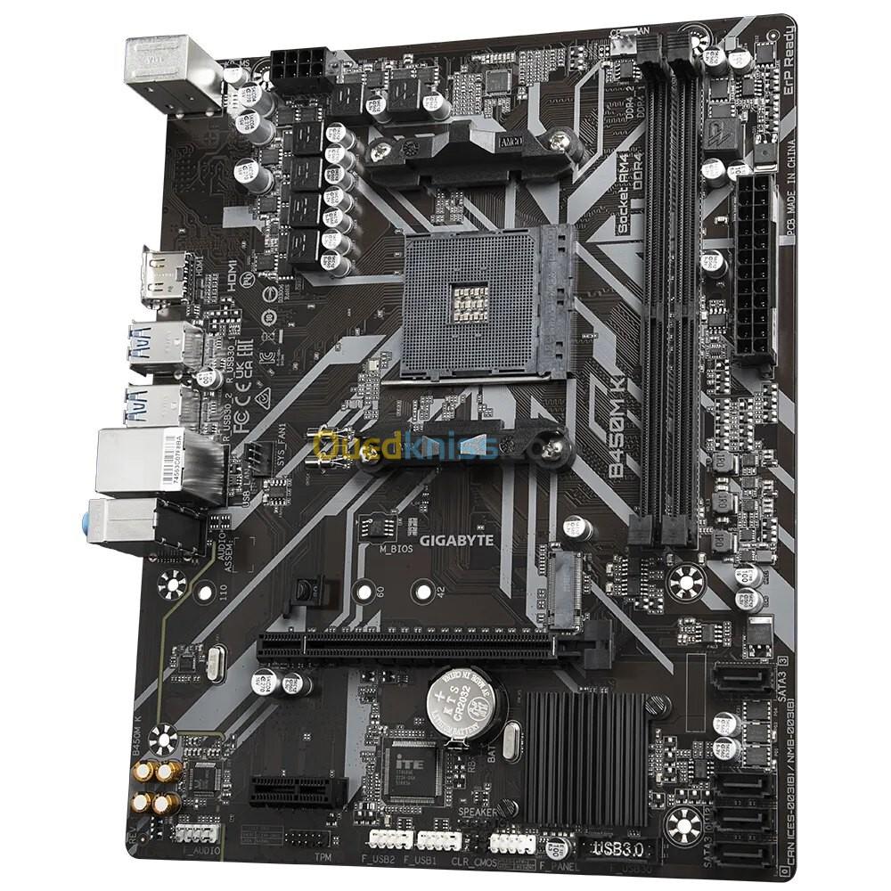 GIGABYTE B450M K - CARTE MÈRE AMD - SOCKET AM4 - PCIE GEN3 X4 M.2 - DDR4 DOUBLE CANAL - AUDIO HD