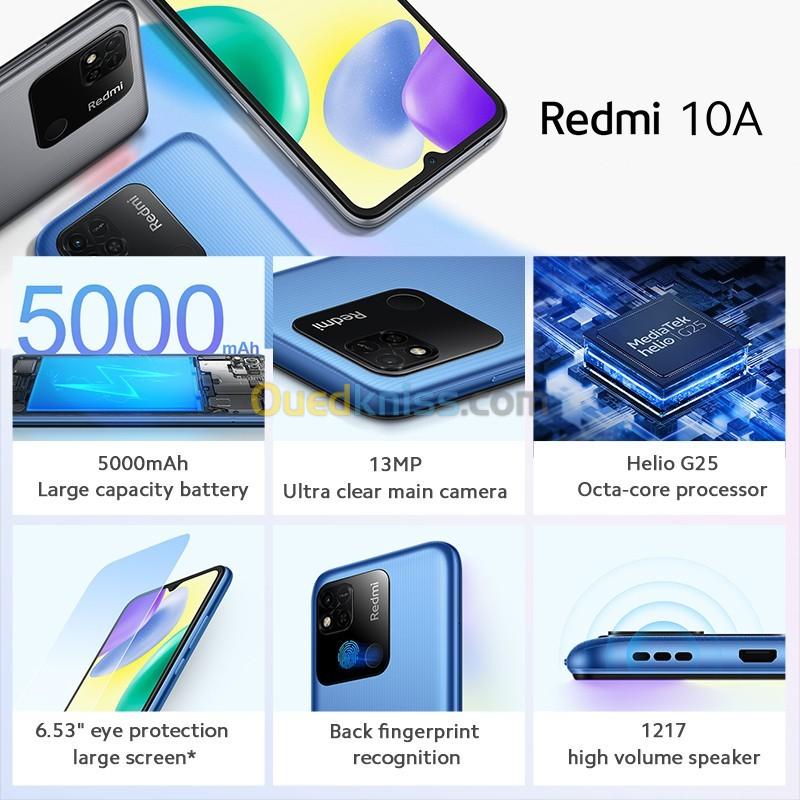 Xiaomi Redmi 10A - 64 Go - 4 Go - 6,53" LCD IPS - 5000 MAh