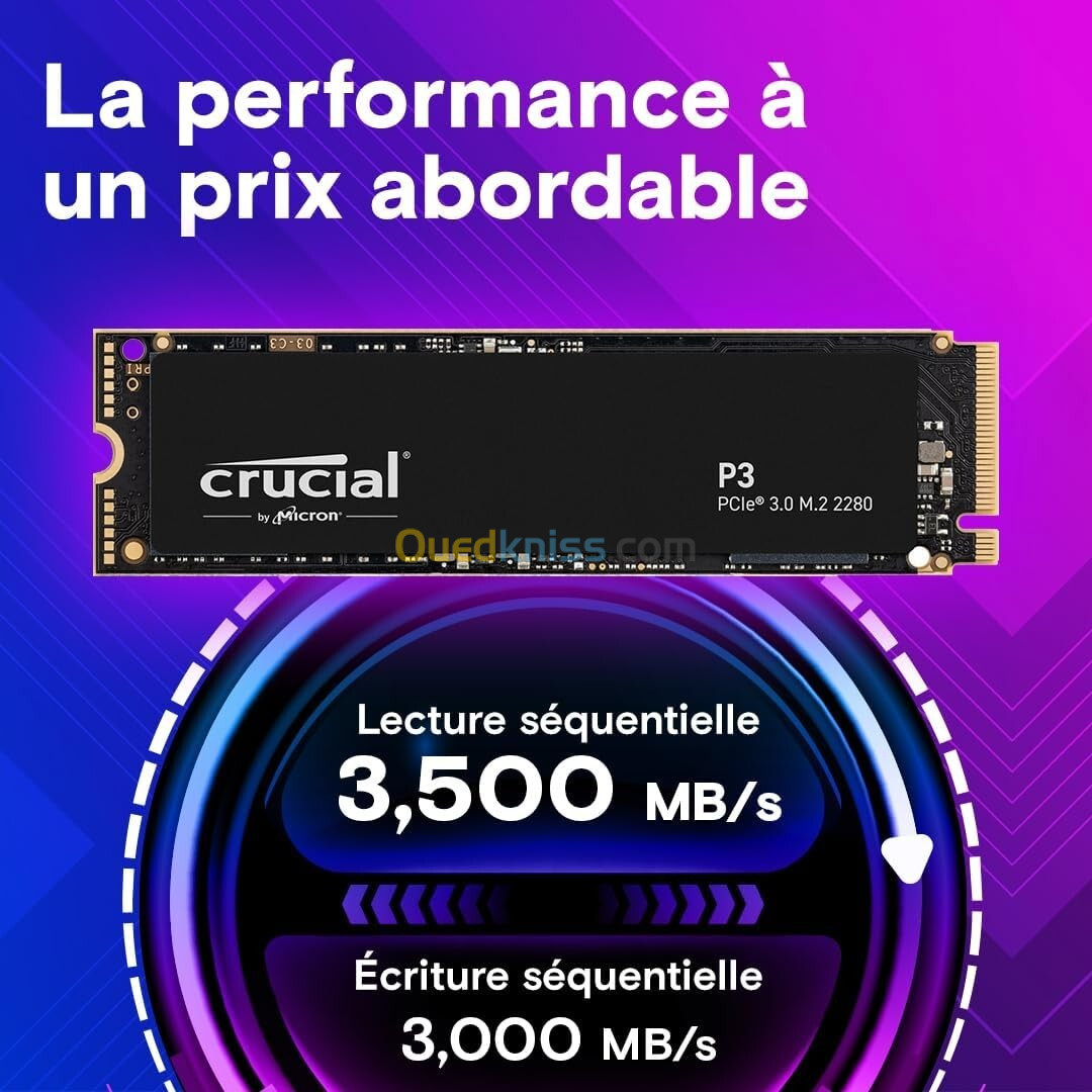 CRUCIAL P3 4TO M.2 - DISQUE DURE SSD NVME - PCI EXPRESS X4 - GEN3 SSD INTERNE - JUSQU'À 3500MO/S 