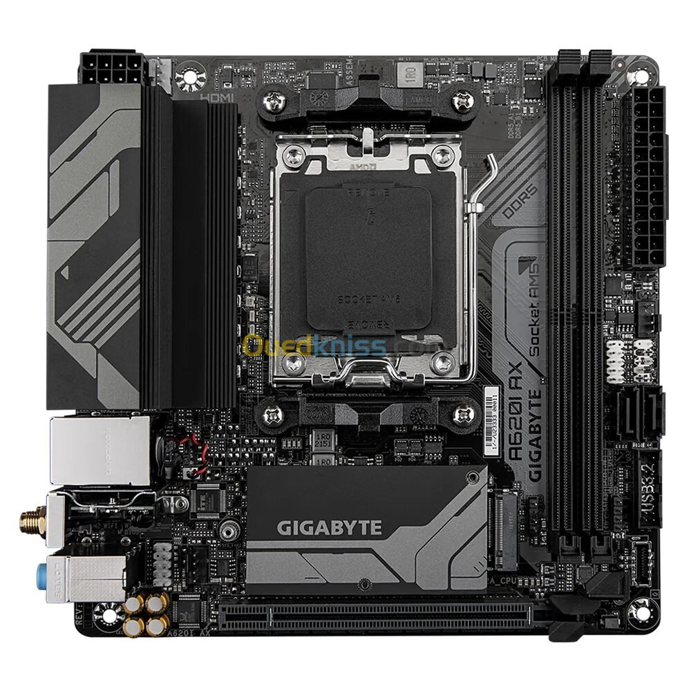 GIGABYTE A620I AX - CARTE MÈRE AMD - SOCKET AM5 - PCIe 4.0 x4 M.2 - DDR5 double canal - Wi-Fi 6E - 