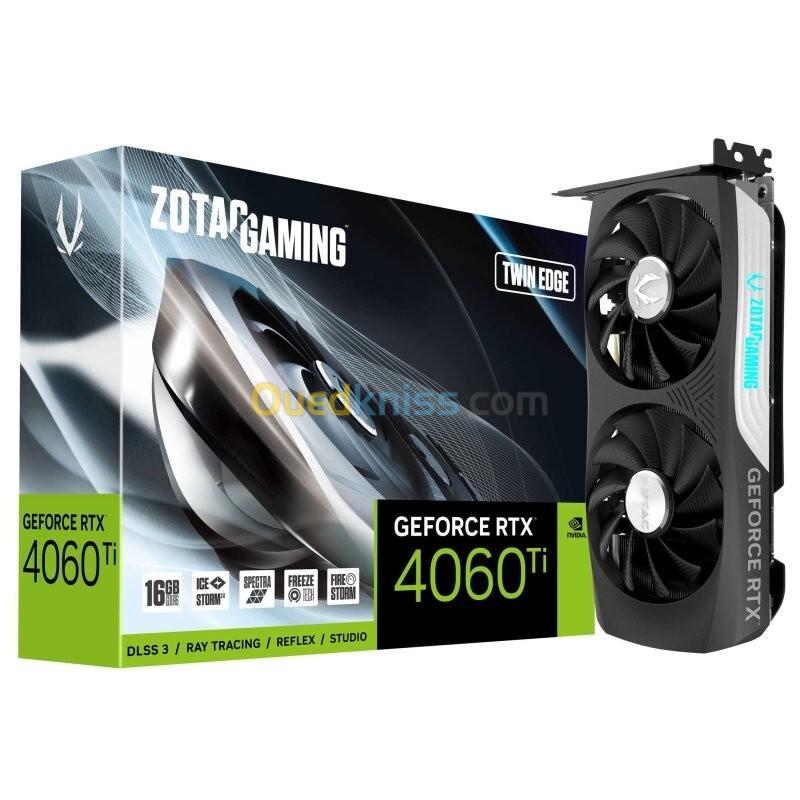 ZOTAC GAMING GEFORCE RTX 4060 Ti TWIN EDGE 4K - 16 GO GDDR6X - DLSS3 - ICE STORM - 192-BIT - 500W