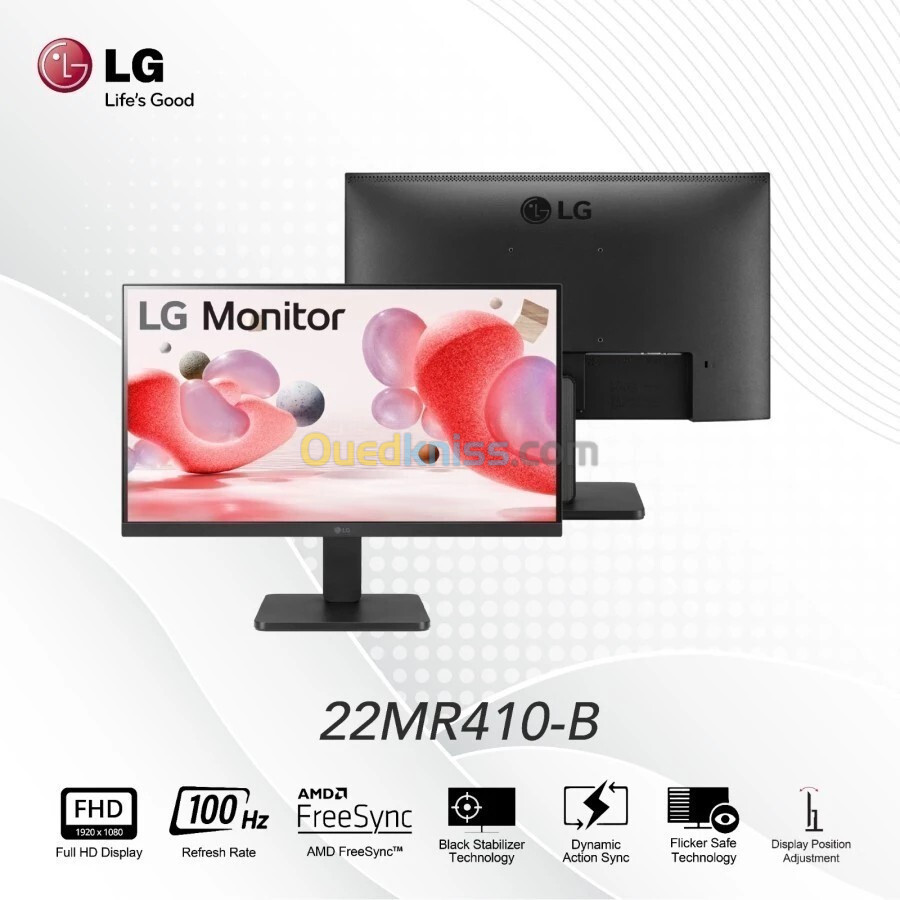 ECRAN LG 22MR410 - GAMING MONITEUR - 22" FHD - 100 HZ - 5MS - VA LED - FLICKER SAFE - AMD FreeSync