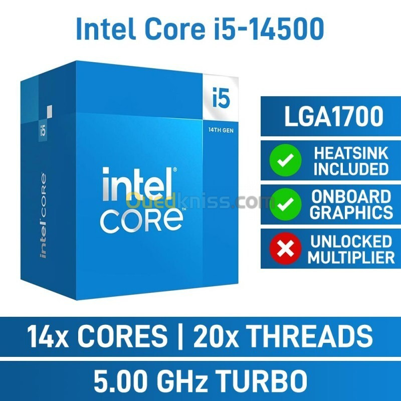 PROCESSEUR INTEL CORE I5-14500 - 6 CORE - INTEL 1700 - 5.0GHZ TURBO - 20-THREADS - CACHE 24MO - BOXE