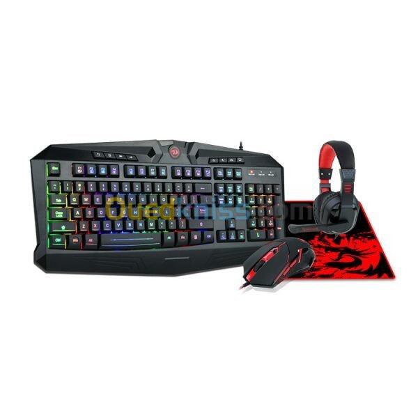 REDRAGON S101-BA-2 - COMBO 4en1 - CLAVIER + SOURIS + CASQUE + TAPAIS - RVB - 7200 DPI - BLACK 