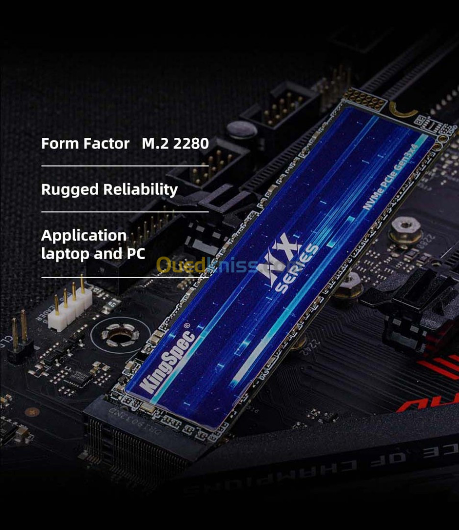 ssd nvme m.2 kingspec  1024gb 1tb vitesse 3550 mb/s laptop et pc 