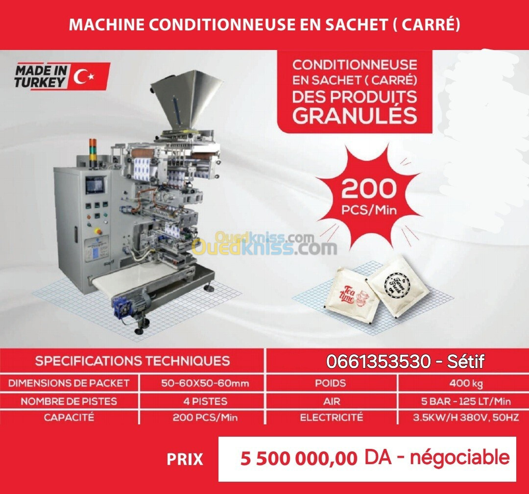 Machine conditionneuse en sachet (carré)