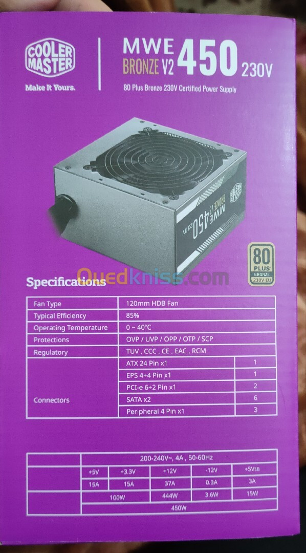 PSU COOLER MASTER MWE 450 W 80 PLUS Bronze - V2 230V