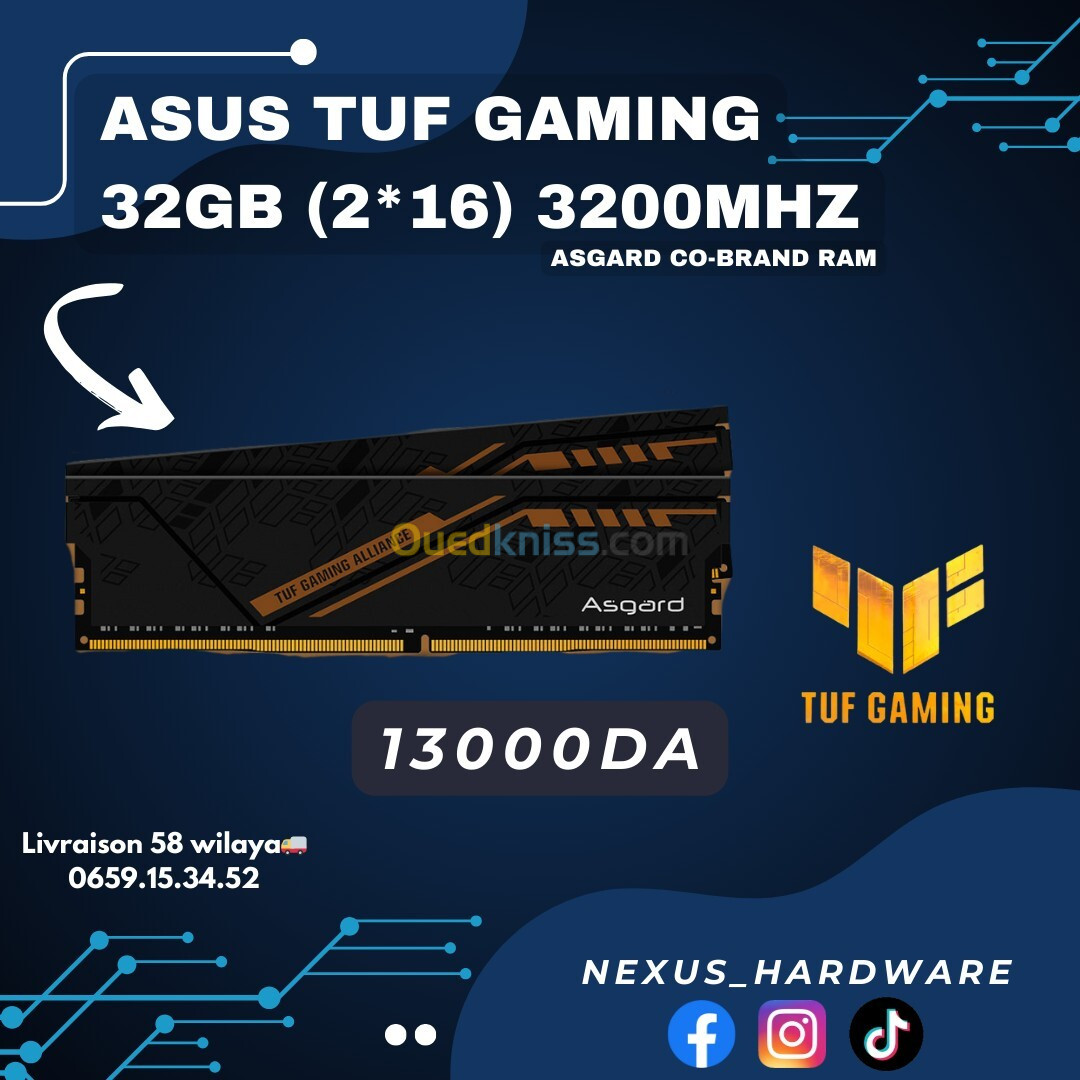 Ram 32gb 16gb*2 Tuf gaming alliance asgard co-brand