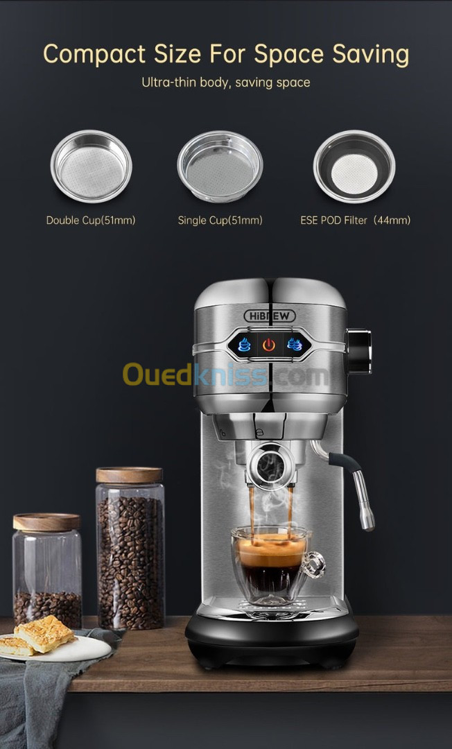 ماكينة قهوة اسبريسو neuf HiBREW H11 100% Inox SemiAutomatic Espresso & Coffee Machine 