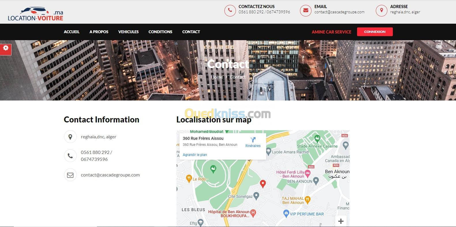 Création des Site web Pieces détaches et location de voitures