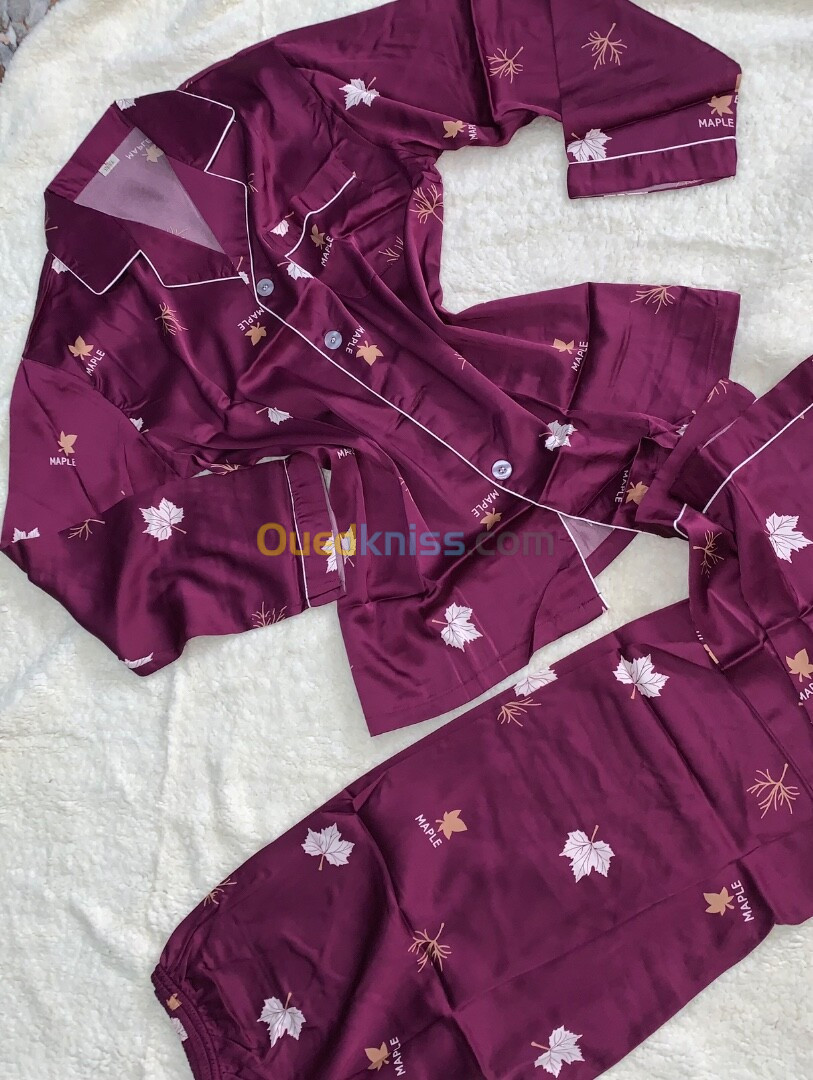 Pyjama boutonnée en satin femme