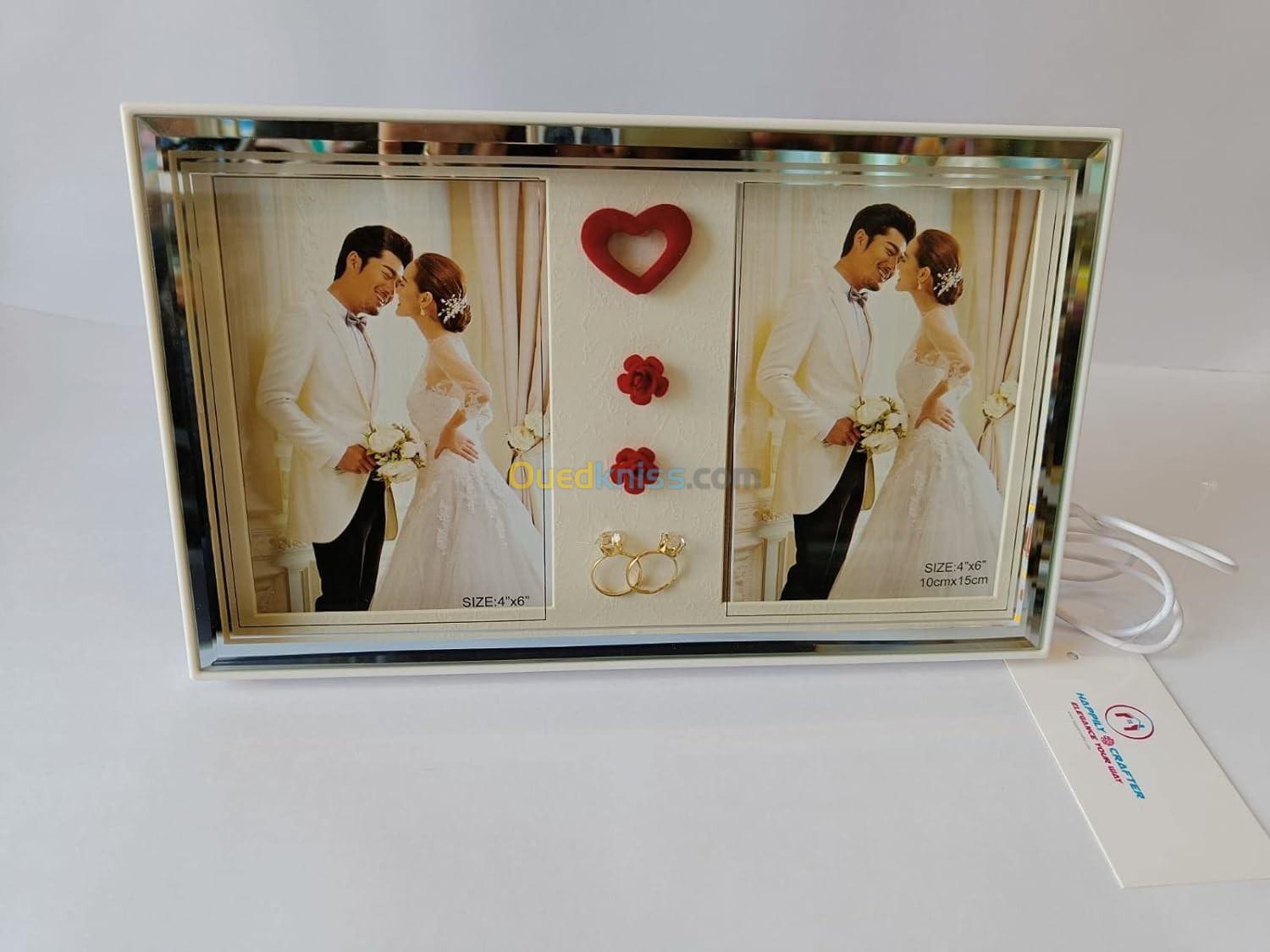 Cadre photo LED, pour couples avec éclairage LED, moments de mariage Souvenirs