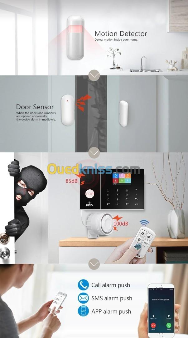 Système D'alarm Alarm GSM WIFI Anti Intrusion 4G Garantie 06 mois ضمان شامل 06 أشهر