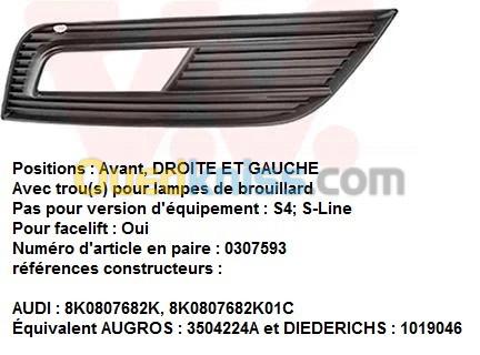 GRILLES DE PARE-CHOC AVANT DROIT ET GAUCHE  AUDI A4 8K