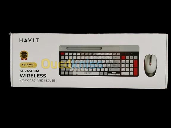 COMBO CLAVIER SOURIS SANS FIL HAVIT KB245 GCM