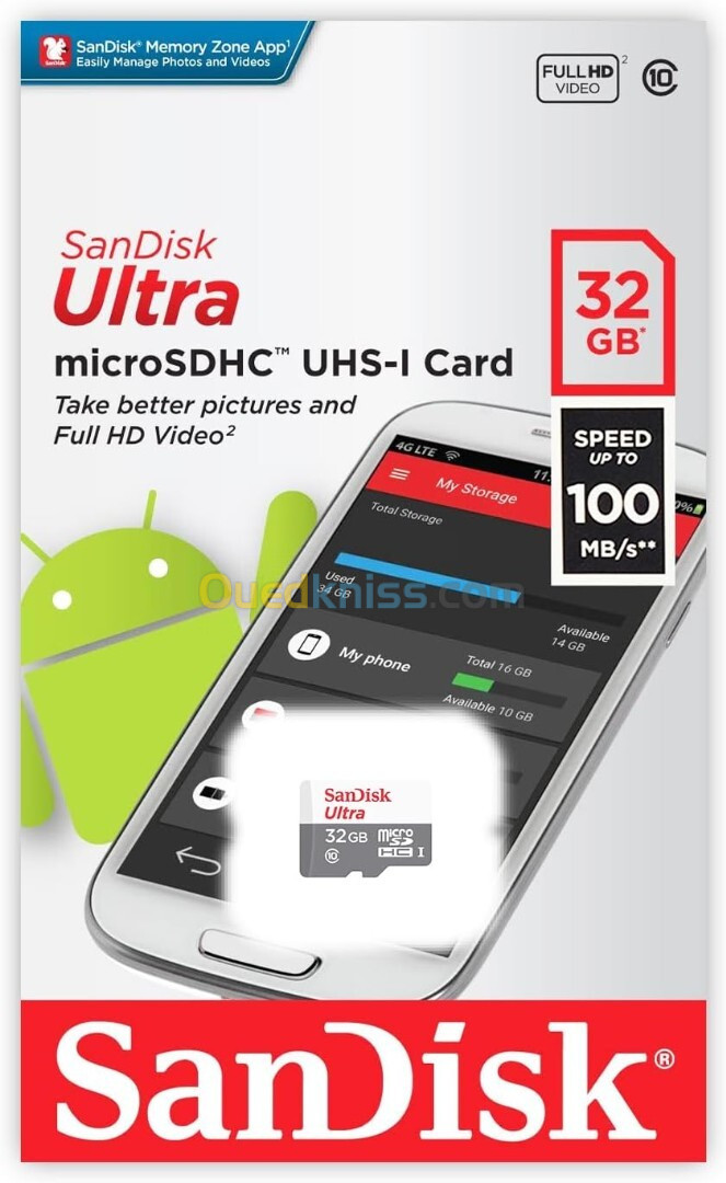 CARTE MEMOIRE MICRO SD SANDISK ULTRA 32GB 100MB/S