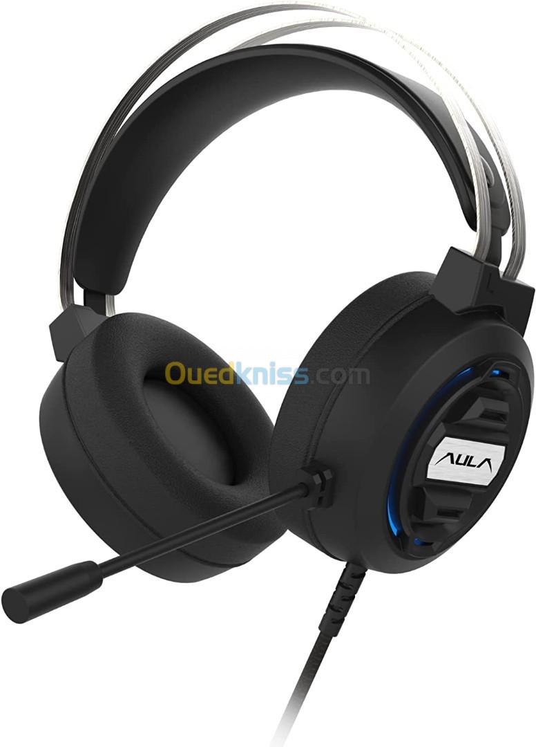 AULA Casque Gaming filaires S603 avec Microphone pour PC, PS4.