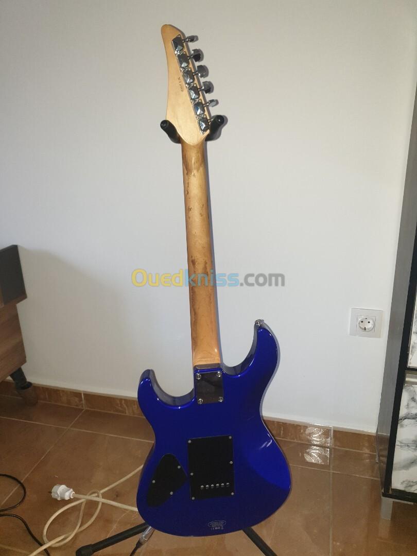 Guitare electrique et amplis et repose guitare et house