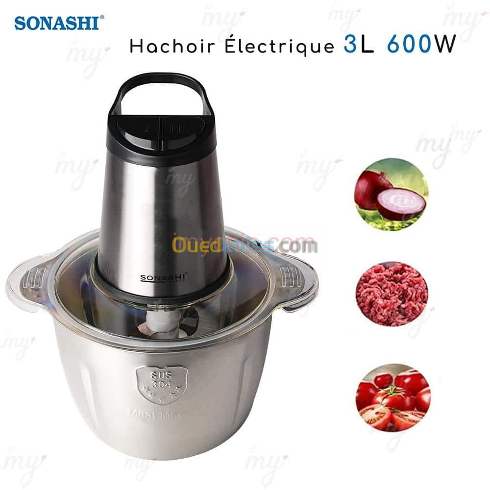 Mini Hachoir Électrique Sonashi 3L 600W