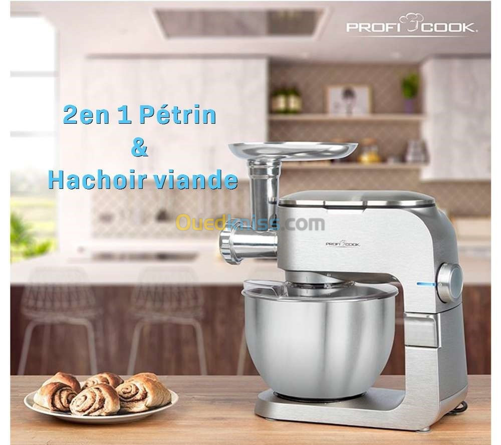 Pétrin & hachoir à viande 2en1 PROFICOOK 6.5L 