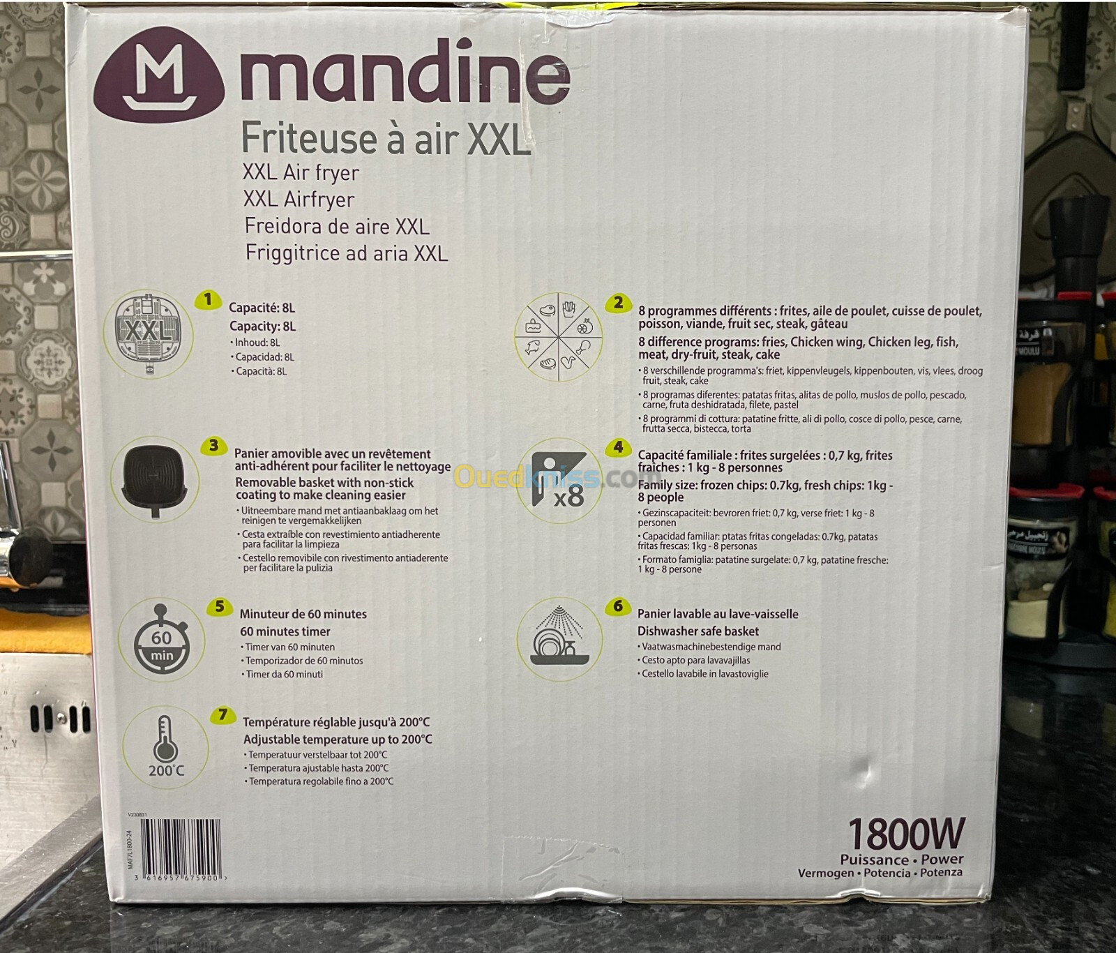 !!! SOLDE !!! Airfryer Mandine XXL 8L 1800W