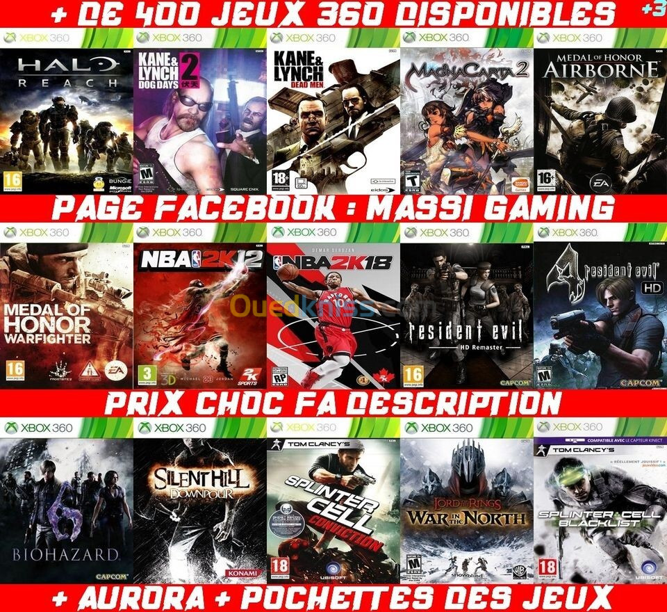 INSTALLATION JEUX XBOX 360 (PRIX CHOC FA DESCRIPTION) **