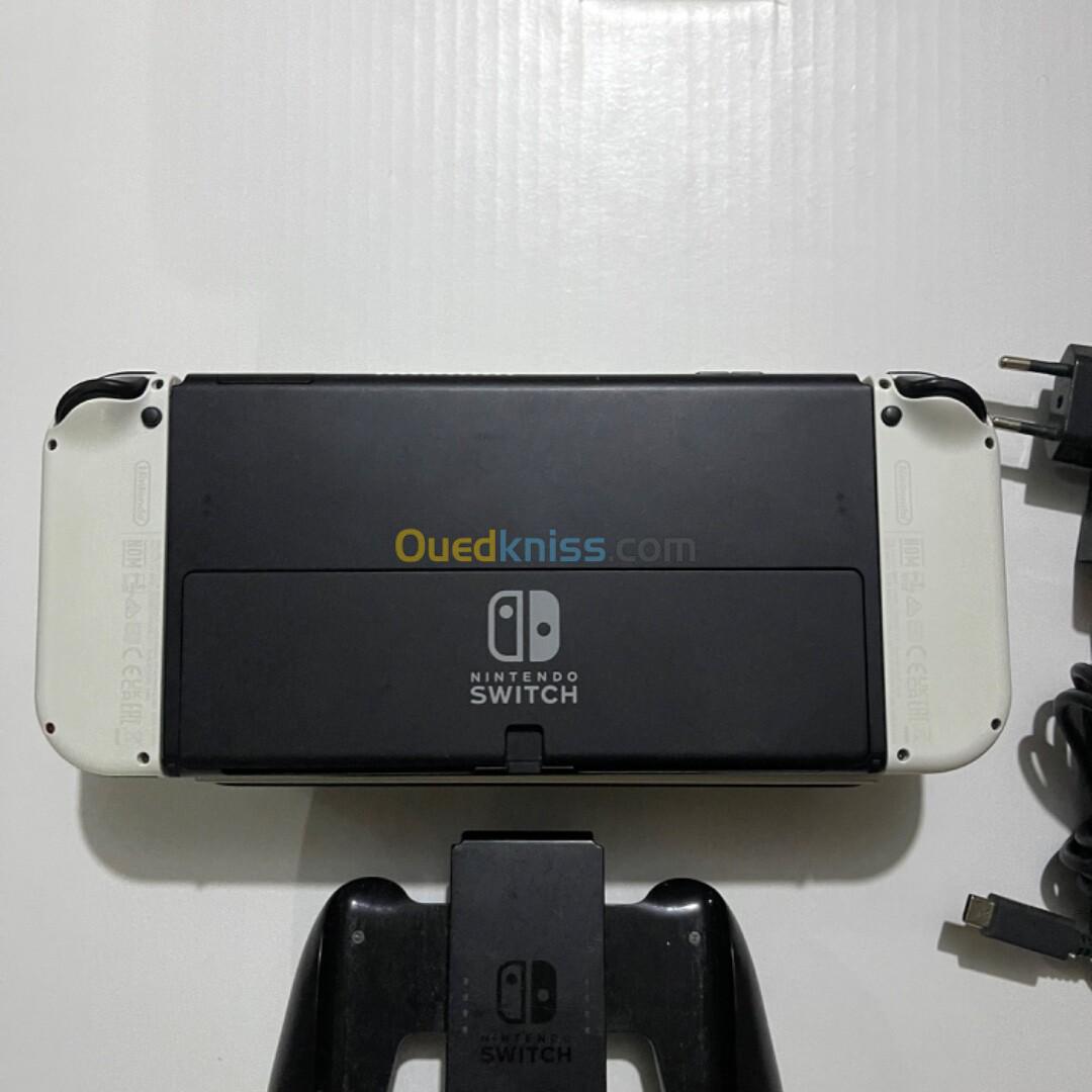 Nintendo switch oled flashé (puce) sd 128gb avec dock chargeur support 29 jeux installés 