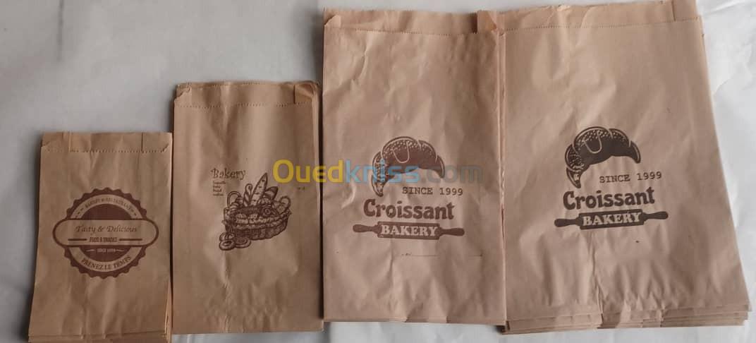 Sac en papier kraft semi vergie (sac croissant-sandwich-burger)