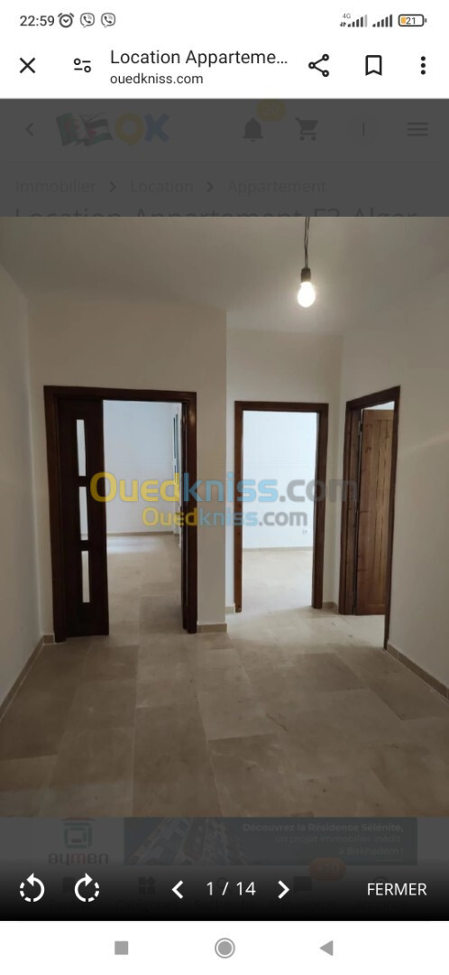 Location Appartement F3 Alger Ouled fayet