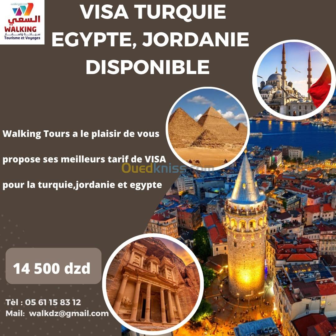 VISA TURQUIE JORDANIE EGYPTE