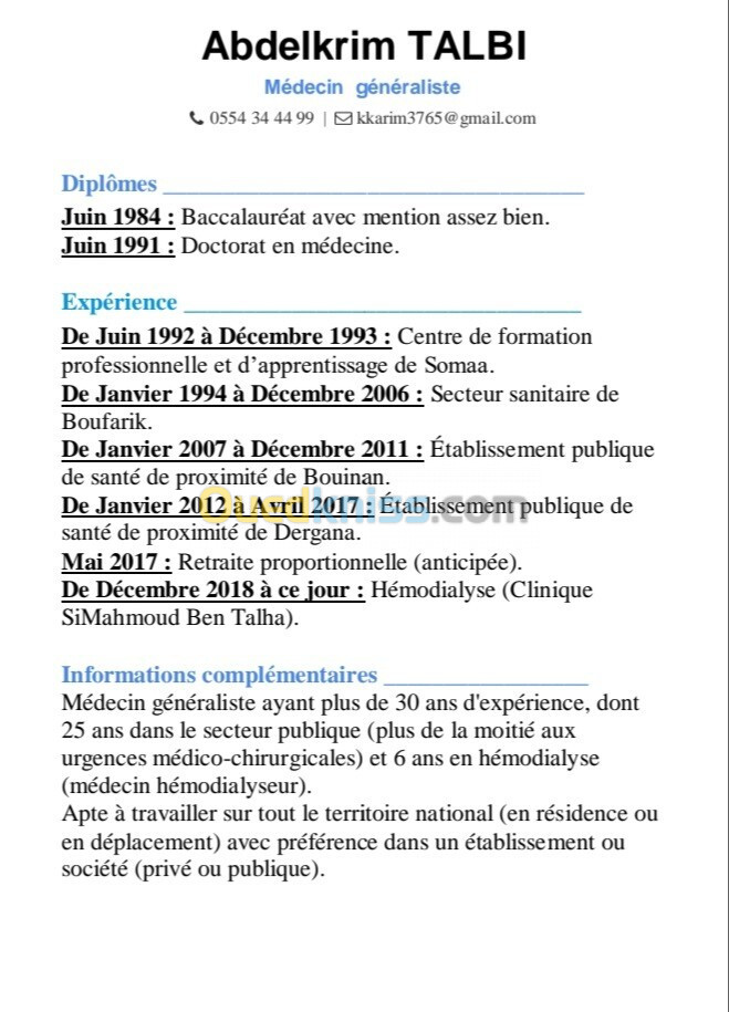 Médecin généraliste 