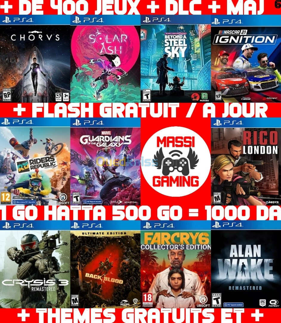 JEUX PS4 FLASHÉE 9.00 & 11.00 (+ FLASH GRATUIT + DLC + MISE A JOUR) --