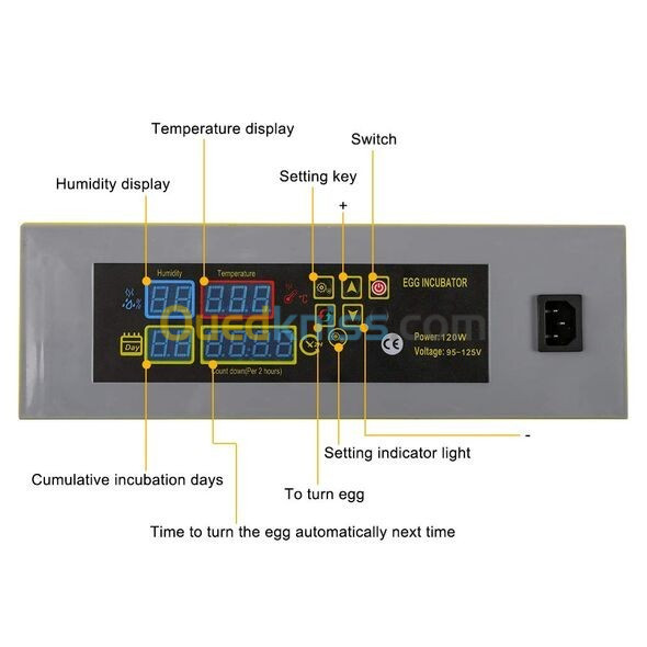 حاضنة دواجن كهربائية أوتوماتيكية بالكامل 2 في 1 مع خاصية تلقائية لتقليب البيض بقدرة إستعاب 112 حبة 