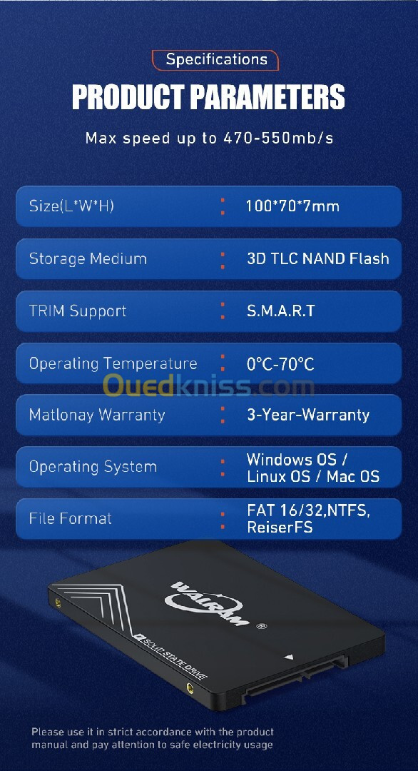 Ssd walram 256gb sata 3 2.5 neuf sous emballage 