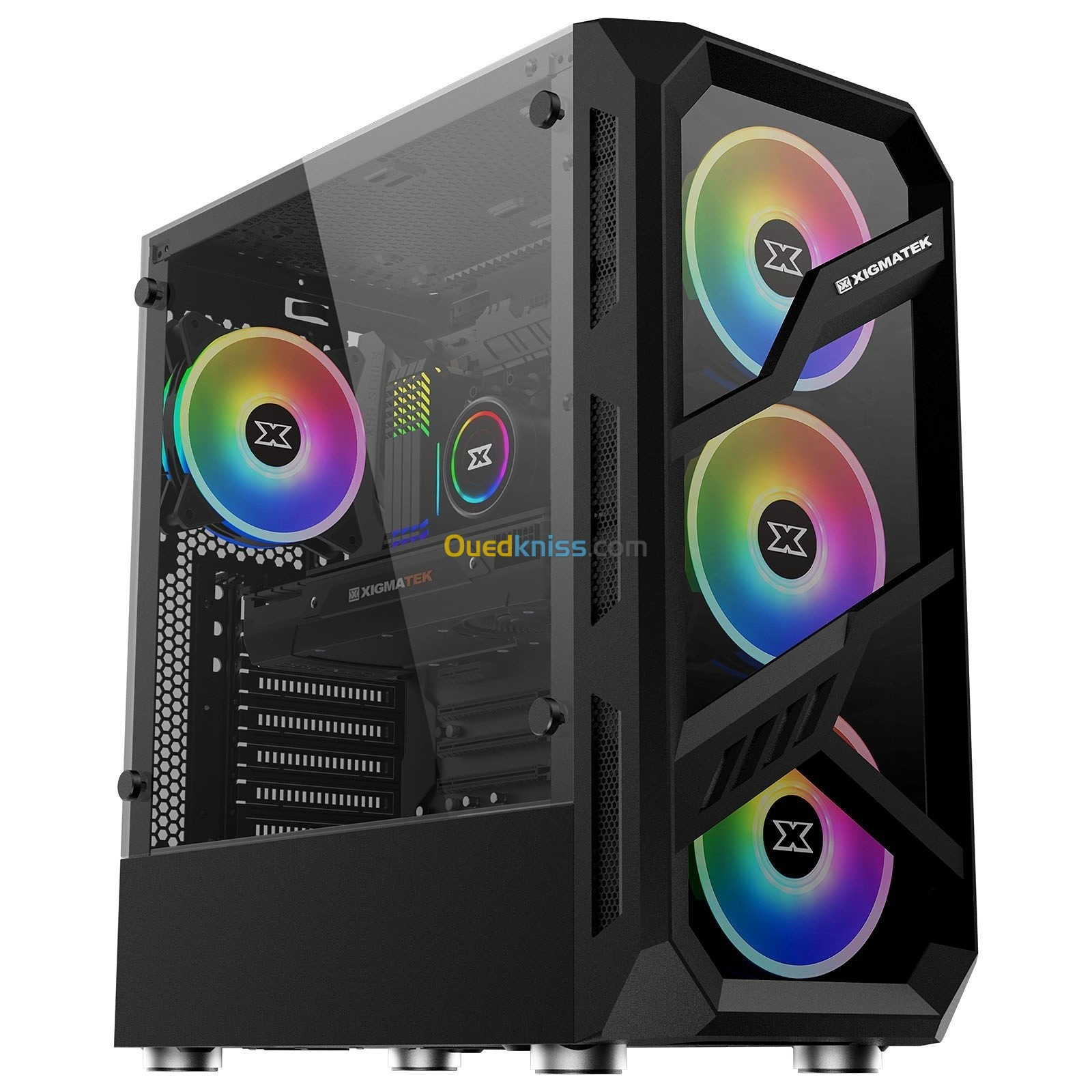 Boîtier Xigmatek Lamiya Moyen Tour Avec Fenêtres En Verre Trempé Et 4 Ventilateurs 120mm RGB