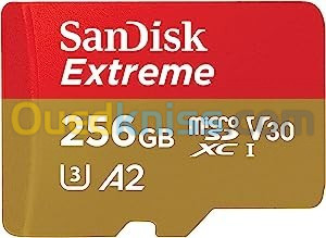 SanDisk Extreme MicroSDXC UHS-I 256 Go Avec Adaptateur, Jusqu'à 190 Mo/S