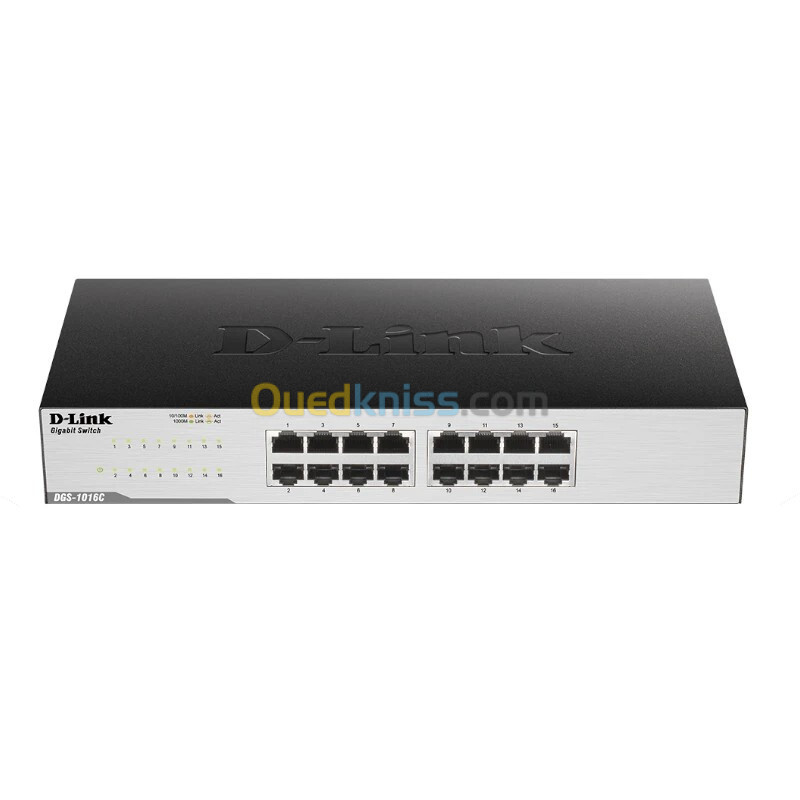 D-LINK SWITCH 16 PORT GIGABIT DGS-1016C - PLUG N PLAY - 1000 MBPS - MDI/MDIX - 9,3 WATTS - 32GBPS -