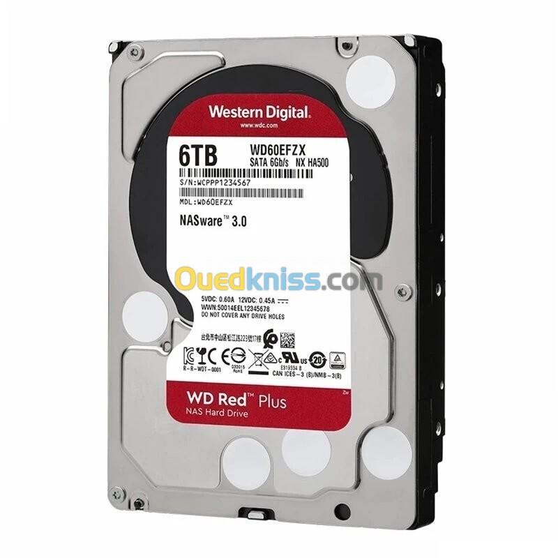 WD RED PLUS NAS WARE 6 TB - DISQUE DUR HDD 3.5" - 5400 RPM CLASS SATA 6 GB/S - 256MB CACHE - 