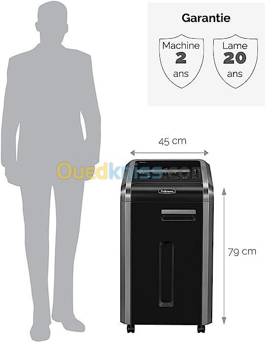 FELLOWES DESTRUCTEUR DE DOCUMENTS 225CI COUPE DROITE P2 - 60 LITRE - CARTES DE CRÉDIT - TROMBONES