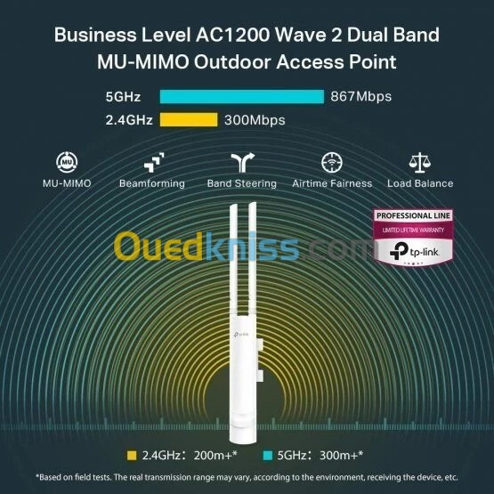 TP-LINK AC1200 EAP225 - OUTDOOR POINT D'ACCÈS - WI-FI DUAL BAND - MU MIMO GIGABIT OMADA