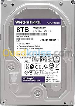 WD PURPLE 10TB HDD - DISQUE DURE SURVEILLANCE - WD102PURZ - SATA 6GB/S - 3,5" 256MB - 7200 RPM - CMR