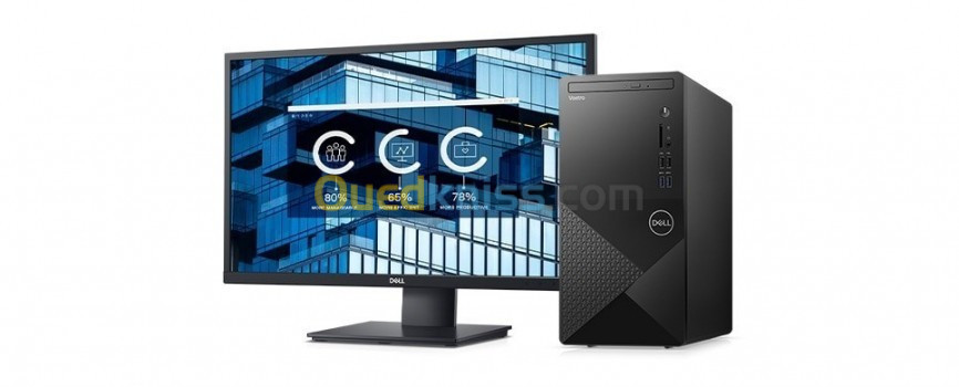 DELL VOSTRO Desktop 3888N-DT- Intel Core I3-10100 - 4GB -1TB HDD- Ecran DELL E2216HV 21.5"